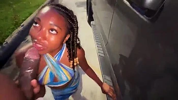 Married Girl Sucks Dick in Truck Stop Parking Lot - Free POV Blowjob