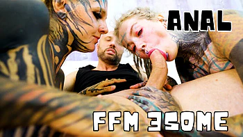 Italian Big Cock Anal Threesome with 2 Horny Tattooed Girls FFM