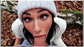Freckled Teen Sucks & Swallows In The Woods - Shaiden Rogue