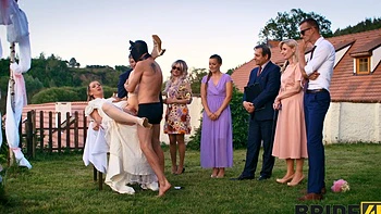 Andrea and her husband fucked outdoors in sexy lingerie and stockings