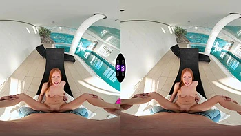 Redhead teen Holly Molly rides cock in steamy vr