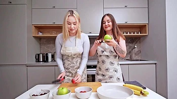 boyfriend fucks our tight cunts after cooking