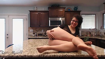 Hairy Pussy Queefing And Farting On The Kitchen Counter - Darling Rosette