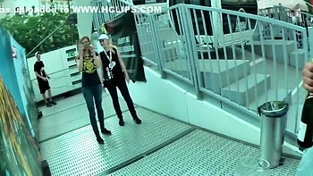 Outdoor And Private 3some Blowjob And Cum In Mouth Ending For The Naughty - Brunette Babe, Mugur And Aida Sweet