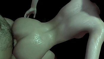 Cute brunette girl loves anal standing up with her hands pulled back : 3D porn