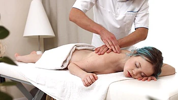 Young girl Rebecca Nikson fucks on the massage table