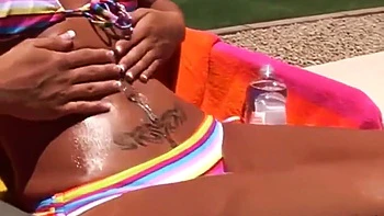 Hot Teen 18+ Bathing Outdoors In The Hot Sun