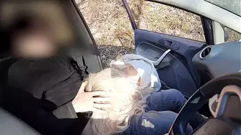 Public cock flashing - Guy jerking off in car in park was caught by a runner girl who helped him cum