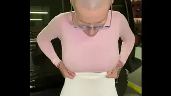 bald tattooed slut squirting in public parking