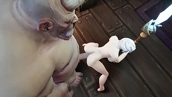 Sexy Witch with Silver Hair Take Ogre Dick From Behind - Warcraft Porn Parody