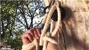 Dom-sub Fun Outdoors! Jelena Jensen Spanks Aria Giovanni!