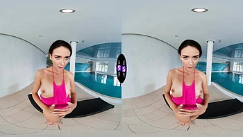 Glam ukrainian teen Vixi Rafi gets naked and masturbates in vr