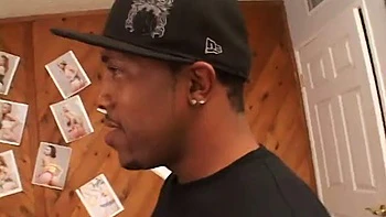 Brunette exposed her pussy to black guys tongue