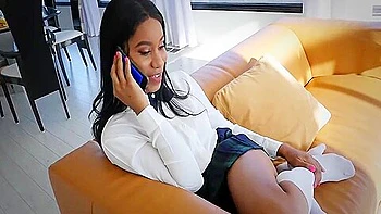 Cute Ebony Teen 18+ Sneaks Around Stepdad To Fuck