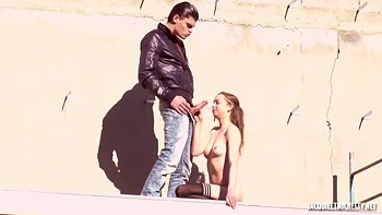 Public Butt Fucking On The Street With 18-years-old Blondie