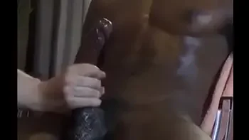 Edging handjob of HUGE black cock leads to shaking cumshot