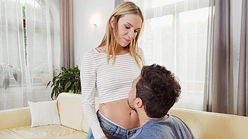 Blonde teen Angel Piaff gets banged hard by her boyfriend in doggy style