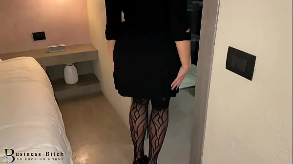 naughty business trip - boss fucks secretary in sexy pantyhose and heels in the hotel room, businessbitch