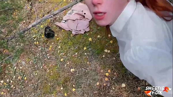 Redhead Student Sucked And Fucked With Classmate To Keep Warm In The Woods