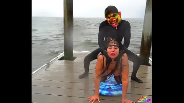 Queen Rogue fucks Gibby The  Clown in the middle of a Hurricane