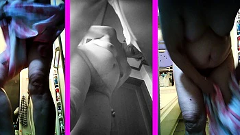 Ugly mother Yoriko, 73 years old, undressing, 3 screen voyeu