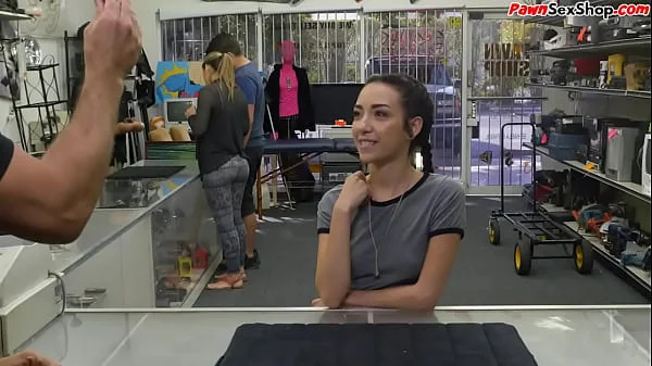 Petite pawnshop babe sucking pov cock before facial cumshot