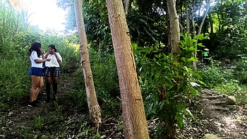 Two busty and big-assed women and an old man have a