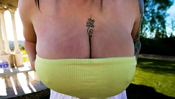 Tattooed Babe Avalon Mira Flaunts Her Big Tits Outdoors