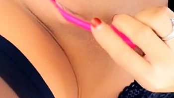 Blonde With Natural Big Boobs Loves Putting A Toy In Her