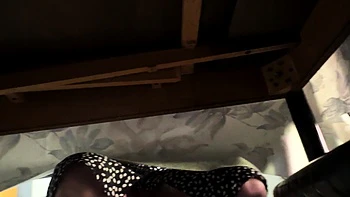 My mother in law spreads her beautiful legs under the table