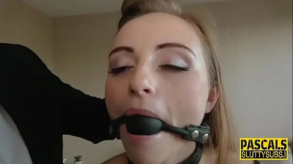 Hot bdsm babe throating dick