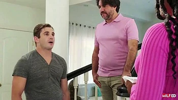 Hottie Blackie MILF Pounded Hard and Facialized by Stepson: Blowjob, Doggy  Missonary Porn