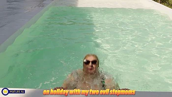 Stepdaughter Maya Must Get Down On Holiday With Her Two Evil Stepmoms Jana & Edina