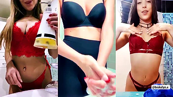 Blonde plays with her love hole