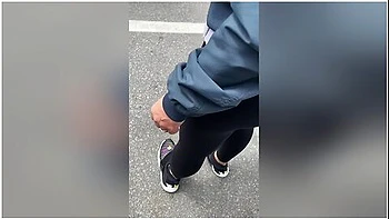 Wife In Transparent Spandex With Visible Peach Panties