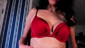 Hard nippled milf Jacqueline fingers her shaven pussy