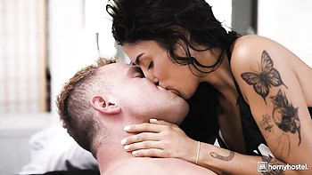 Passionate skinny brunette Vanessa Sky impaled by large wiener