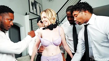 Hardcore interracial gangbang with a hot blonde Rebel Rhyder