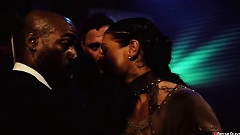 Crazy gangbang fuck with a long-legged brunette Ryan Reid