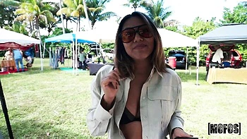 Curvy young chick with hairy pussy Ivy Ireland impaled outdoors