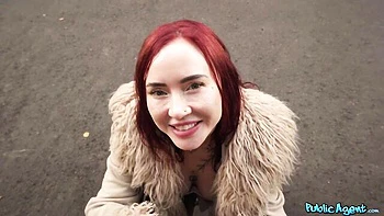 Redhead hottie Eva Ray is enjoying jumping on a massive cock