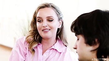 Spicy hard fuck in the missionary pose with a blonde Charlie Forde