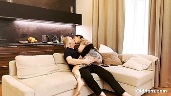 An awesome sideways pose fuck with a tattooed Megan Inky