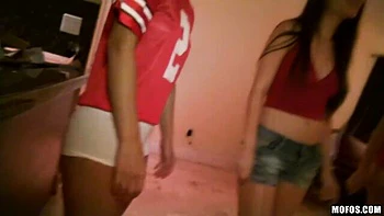 Thena Sky and Annika Amour are fucking in hotel bedroom