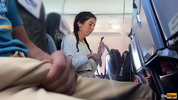 Katty West - Risky Public Handjob Until Huge Cumshot In Airplane - Almost Caught