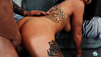 Big Breasted Brunette Gets Anal and a Creampie