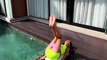 Katty West - Stretching Her Anal In Poolside Yoga With Fitness Girl