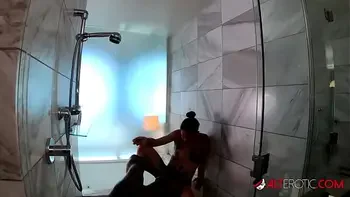Piercing play with Marie Bossette while in the shower