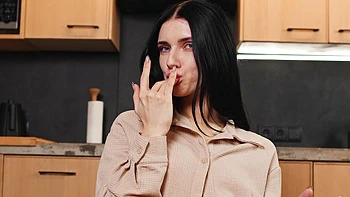 Skinny teen Posy wanking her cunt in the kitchen