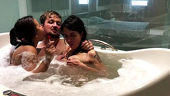 Scarlett Taylor and Stephan Rogers shared cock in an intense homemade ffm threesome.